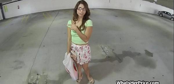  Pounding broke Latina teen in glasses for extra cash